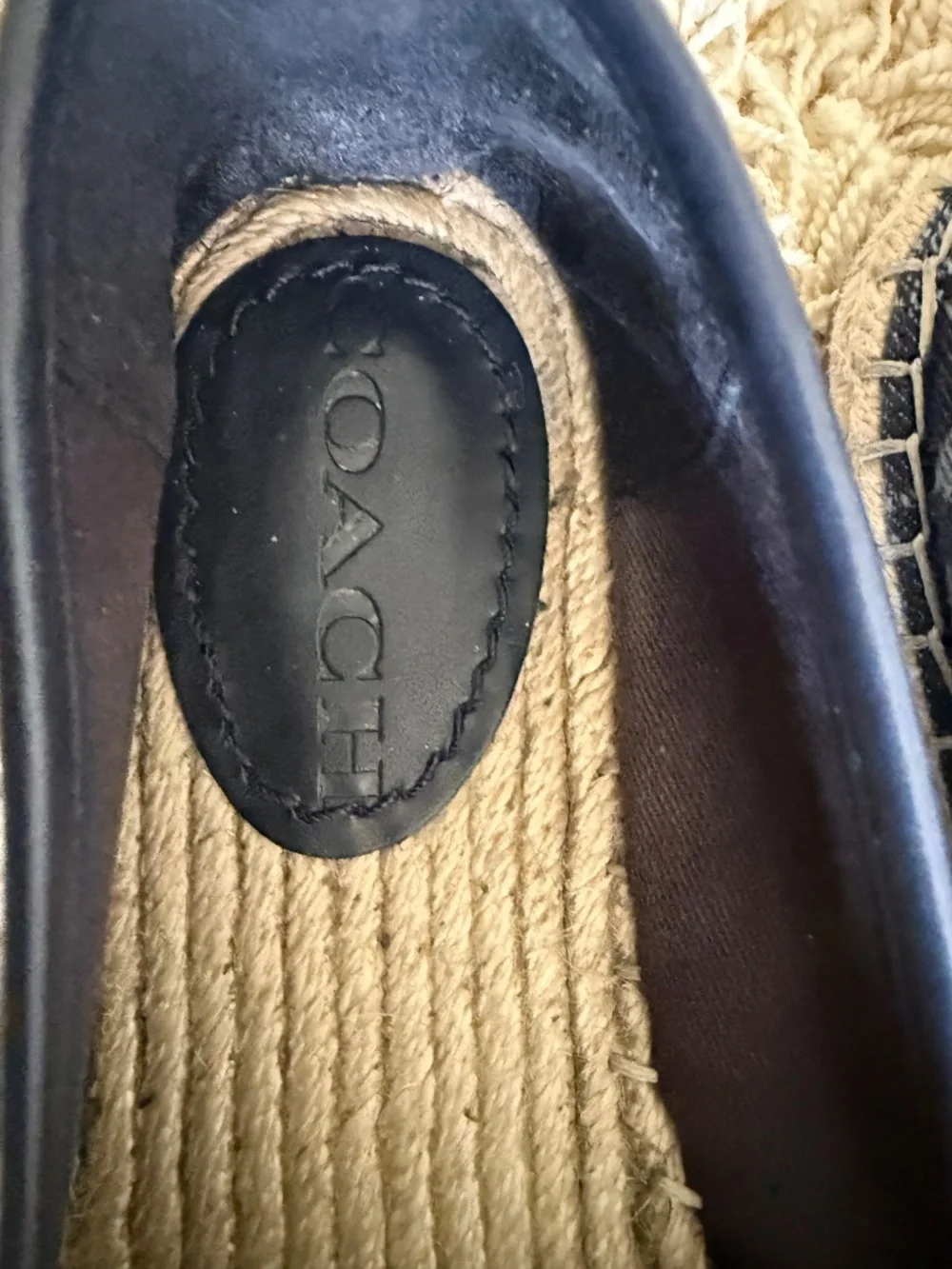 Coach Carson Womens Espadrille Flats Blue Denim Signature C Shoe Charm Size 6B